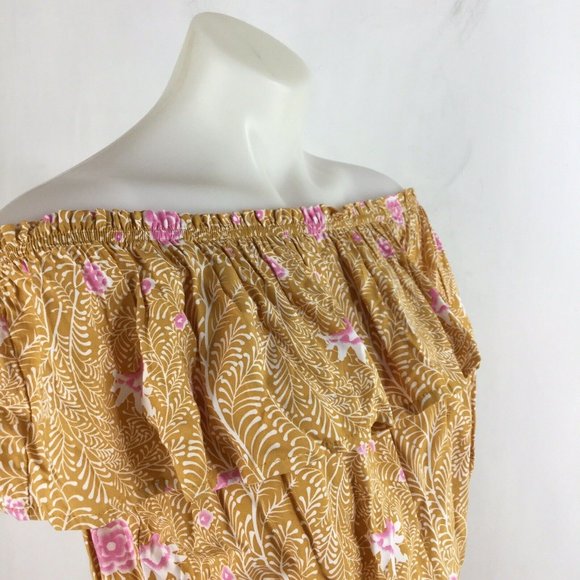 Beachgold Dress Bali Floral Tiered Ruffle Marigold - Picture 6 of 11